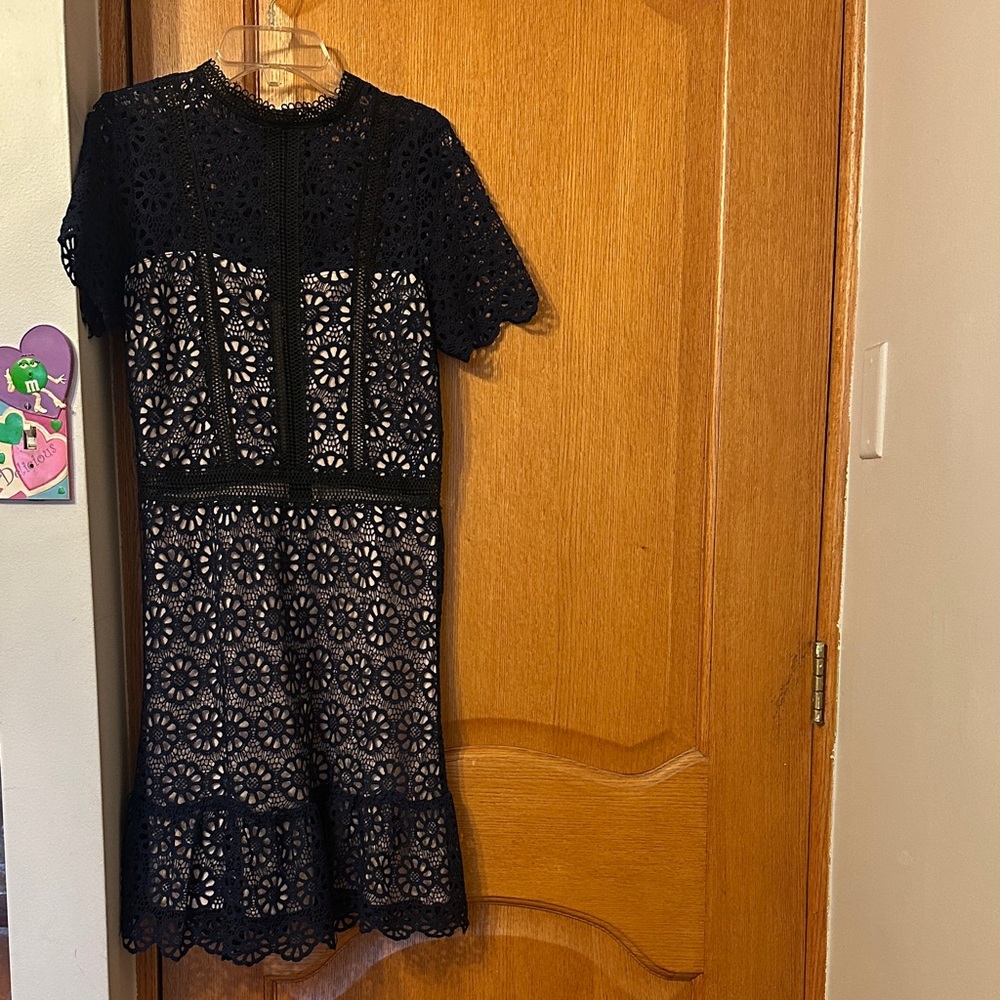 Source Unknown Black Lace Floral Cutout Dress